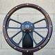14 Black 4 Spoke Steering Wheel With Wood Half Wrap And Brass Rivets/ Fs Horn