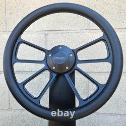 14 Black 4 Spoke Steering Wheel with Black Vinyl Wrap and Modern GMC Horn