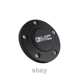 14 Black 4 Spoke Steering Wheel with Black Vinyl Wrap and Modern GMC Horn