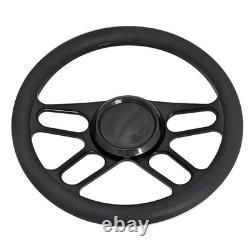 14 Black Aluminum 9 Hole Steering Wheel Kit Half Wrap withHorn Button GM Hot Rod