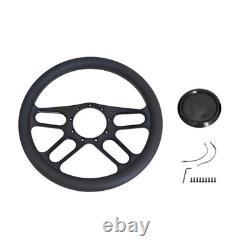 14 Black Aluminum 9 Hole Steering Wheel Kit Half Wrap withHorn Button GM Hot Rod