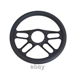 14 Black Aluminum 9 Hole Steering Wheel Kit Half Wrap withHorn Button GM Hot Rod