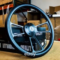 14 Black Aluminum Muscle Steering Wheel With Black Vinyl Wrap CUSTOM 8-Ball Horn