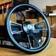 14 Black Aluminum Muscle Steering Wheel With Black Vinyl Wrap Custom 8-ball Horn