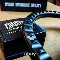 14 Black Aluminum Muscle Steering Wheel With Black Vinyl Wrap CUSTOM 8-Ball Horn