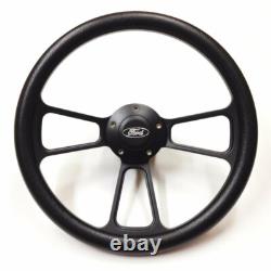 14 Black Billet Steering Wheel, 5-Hole Fits Ford Horn Models
