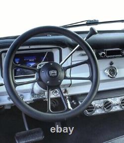 14 Black Billet Steering Wheel Black Half Vinyl 1974-94 C10 Pickup+ Adapter