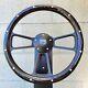 14 Black Billet Steering Wheel Dark Burnt Flame Pine Wood Real Aluminum Rivets