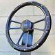 14 Black Billet Steering Wheel Real Dark Burnt Pine Metal Rivets Gmc Retro