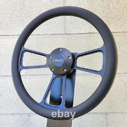 14 Black Billet Steering Wheel Real Leather Half Wrap Licensed GMC Modern Horn