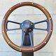 14 Black Billet Steering Wheel Real Mahogany Wood Brass Rivets Gmc Retro