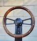 14 Black Billet Steering Wheel Real Wood Mahogany Brass Rivets Chevy Bowtie