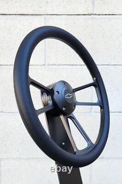 14 Black Billet Steering Wheel Vinyl 1974-94 C10 Chevy Pickup Horn Adapter