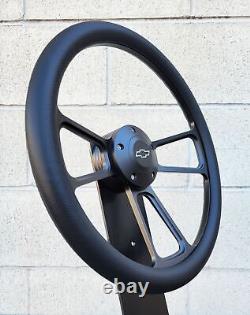 14 Black Billet Steering Wheel Vinyl 1974-94 C10 Chevy Pickup Horn Adapter