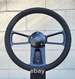 14 Black Billet Steering Wheel Vinyl Black Half Wrap Licensed Chevy Bowtie Horn