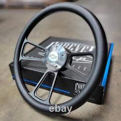 14 Black Billet Steering Wheel Vinyl Wrap Polished Licensed Chevy Horn + Hub