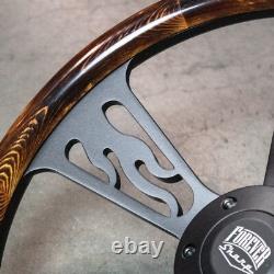 14 Black Flaming Pine Billet Flame Muscle Steering Wheel