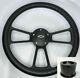 14 Black Steering Wheel (black Half Wrap, Bowtie Horn Button, Adapter A17)