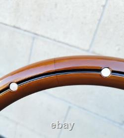14 Black Steering Wheel Mahogany Wood Rivets Billet Licensed Chevy Bowtie Horn