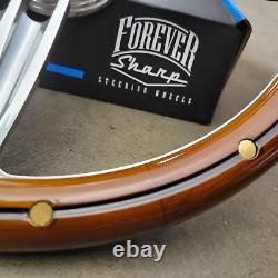 14 Bronze Billet Steering Wheel Chevy Muscle C10 Lowrider Wood Half Wrap Horn