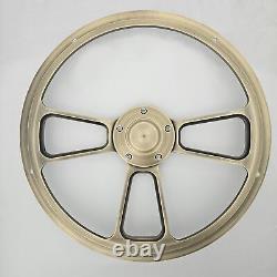 14 Bronze Billet Steering Wheel White Vinyl Horn Chevy Muscle C10 Ford Rod