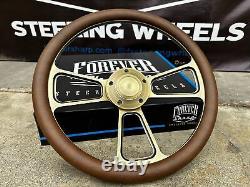 14 Bronze Muscle Steering Wheel Brown Vinyl with Horn Chevy Muscle C10 Ford Rod