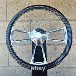 14 Carbon Fiber Billet Half Wrap Steering Wheel Horn Chevy Muscle C10 Ford Rod