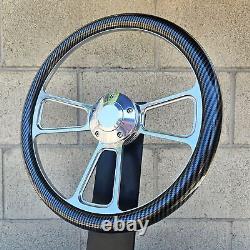 14 Carbon Fiber Billet Half Wrap Steering Wheel Horn Chevy Muscle C10 Ford Rod