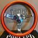 14 Chrome Steering Wheel With Painted Metallic Orange Wood Grip 6 Hole