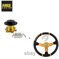 14 Deep Dish Drifting Steering Wheel with Quick Release Aapter Racing Car Gold