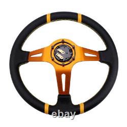 14 Deep Dish Drifting Steering Wheel with Quick Release Aapter Racing Car Gold