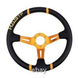 14 Deep Dish Drifting Steering Wheel with Quick Release Aapter Racing Car Gold