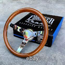 14 Deep Dish Steering Wheel Dark Wood with Joints Horn GM Adapter Included