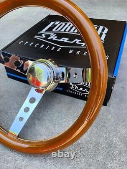 14 Deep Dish Steering Wheel Dark Wood with Joints Horn GM Adapter Included