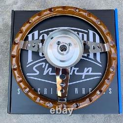 14 Deep Dish Steering Wheel Dark Wood with Joints Horn GM Adapter Included