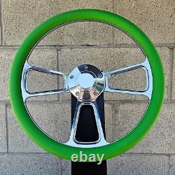 14 Green Vinyl Billet Half Wrap Steering Wheel Horn Chevy Muscle C10 Ford Rod