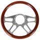 14 Half Walnut Woodgrain-wrapped Steering Wheel With 4 Spokes For 9-bolt Hub