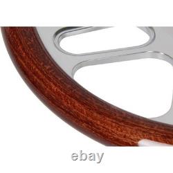 14 Half Walnut Woodgrain-Wrapped Steering Wheel With 4 Spokes for 9-Bolt Hub