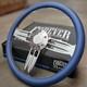 14 Inch Billet Steering Wheel Royal Blue Half Wrap + Horn 6 Hole C10 Camaro