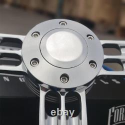 14 Inch Billet Steering Wheel Royal Blue Half Wrap + Horn 6 Hole C10 Camaro