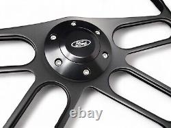 14 Inch Black billet Steering Wheel Fits Ford Horn 5 Hole Cars Trucks 4 Spoke