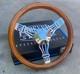 14 Inch Chrome Polished Banjo Steering Wheel Dark Wood Joints 3-spoke