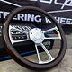 14 Inch Polished Billet Steering Wheel With Dark Mahogany Wood Wrap Fs Horn