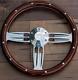14 Inch Polished & Wood Steering Wheel With Billet Horn 6 Hole Chevy C10