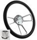 14 Polished Billet Steering Wheel (black Wrap, Chevy Horn Button & Adapter A17)