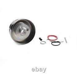 14 Polished Billet Steering Wheel (Black Wrap, Chevy Horn Button & Adapter A17)