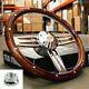 14 Polished Dark Wood Steering Wheel Bowtie Horn For 1960-69 Chevy Pickup Truck