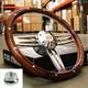 14 Polished Dark Wood Steering Wheel Bowtie Horn For 1974-94 Chevy Pickup Truck