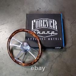 14 Polished Flaming Pine Muscle Steering Wheel