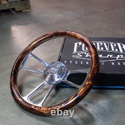 14 Polished Flaming Pine Muscle Steering Wheel